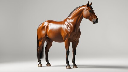 Obraz premium A brown horse standing against a plain background.