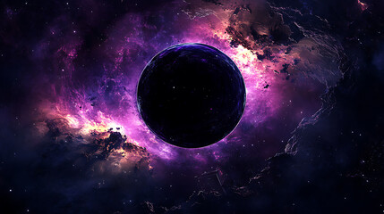 Obraz premium Mysterious Planet Amidst a Vibrant Cosmic Nebula