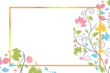 Elegant Floral Frame with a Golden Border