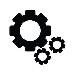 gear icon, flat vector illustration.