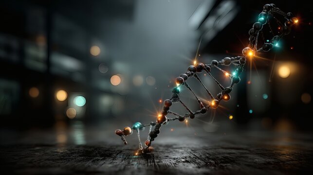 AI powered futuristic biotechnology DNA analysis glowing helix digital medical research innovation 