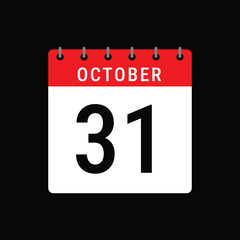 October 31 Calendar Icon Flat Design