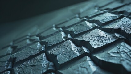 Cracked dry earth surface with deep fissures, parched soil, arid landscape. The image shows a texture of cracked ground, emphasizing drought impact and soil dryness.