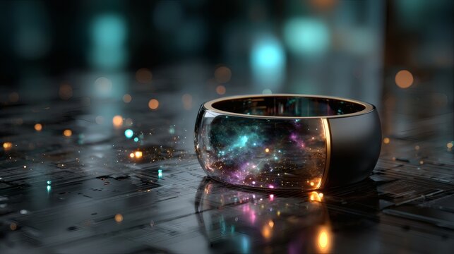 Futuristic smart wearable technology holographic fitness tracker AI health monitoring innovation lifestyle