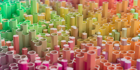 Obraz premium Colorful geometric landscape for modern design and creative projects. 3d render