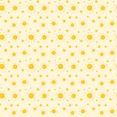 Sunshine seamless pattern on the cream background 