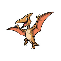 Pteranodon Flying Reptile Cartoon Dinosaur Illustration © Aryasakti