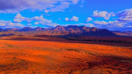 autumn landscape with mountains and clouds
