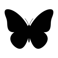 Black butterfly silhouette isolated on white background, a simple vector design