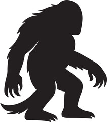 Mysterious Mapinguari silhouette vector, legendary Amazon creature illustration for designs.