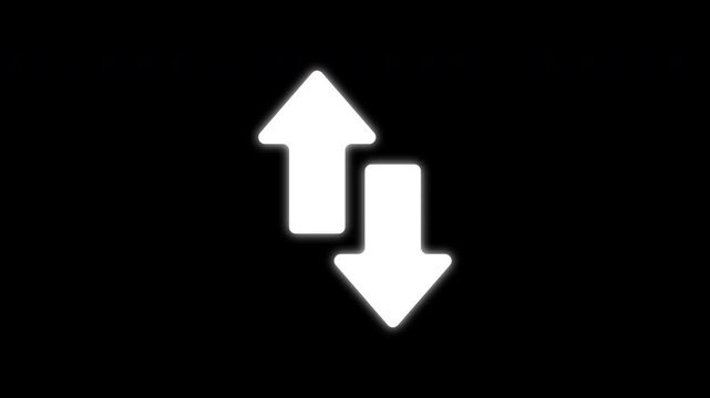 White up arrow and a white down arrow, perfect for financial concepts, market trends, stock market analysis, and business presentations.