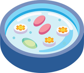 Futuristic petri dish with glowing holographic bacteria vector illustration