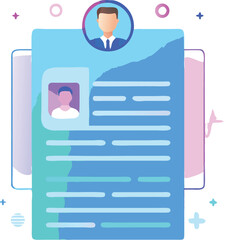 Futuristic digital resume template vector illustration holographic interface for job applications