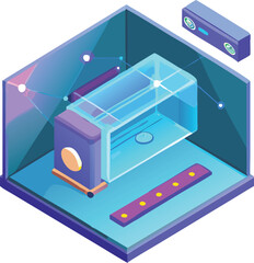 Futuristic cold wallet isometric vector illustration holographic technology secure storage