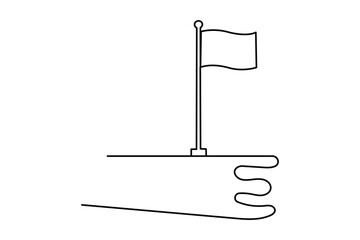 National flag icon continuous one line drawing