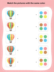 Match the pictures with the same color. - Worksheet for education.