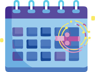 Smart futuristic calendar glowing with events vector illustration for planning and scheduling