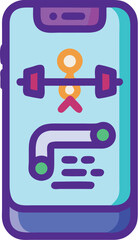 Futuristic smart fitness app interface vector illustration glowing on mobile device