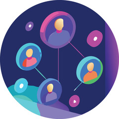 Abstract holographic social network connections glowing circle vector illustration eps scalable