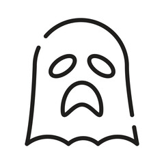 Scary ghost cartoon illustration, spooky Halloween spirit vector character