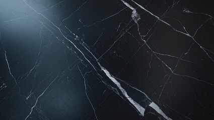 Black marble with white veins and a glossy surface.