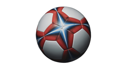 A striking soccer ball featuring a star design and bold colors.