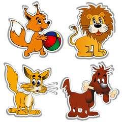 Obraz premium Illustration set of animal stickers