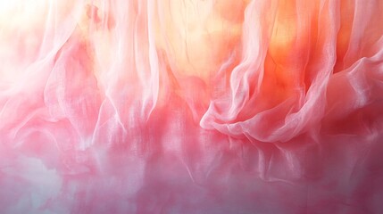 Ethereal swirl of pastel pink and orange ink dissolving in water, creating a dreamy and abstract artistic background