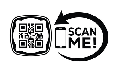 QR code scan icon set. Scan me frame. QR code scan for smartphone. QR code for mobile app, payment and identification. Vector illustration.