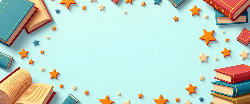 International Children's Book Day Frame: Book Pages & Literary Icons Design with Ample Space for Quotes - Perfect for Celebrating Young Readers! - Powered by Adobe