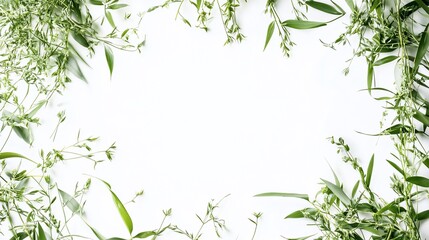 Fototapeta premium Verdant border frames pristine white space