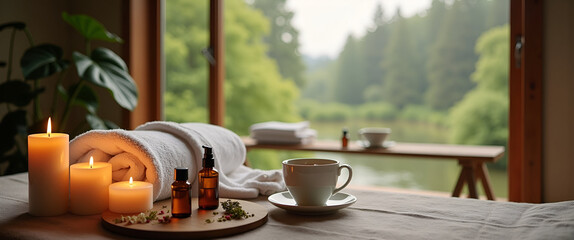 Serene Spa Weekend Retreat: Plush Robes, Aromatic Oils, Herbal Tea & Soothing Candles in Natural Suite with Woodland Views