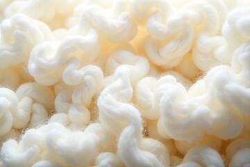 Fluffy white wool texture, soft and luxurious, perfect for textile design or craft projects  Close-up shot highlighting the intricate fibers and delicate texture , artisan, soft