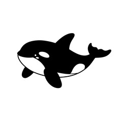 Obraz premium Stylized Black and White Silhouette of a Playful Orca Whale.