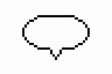 Fototapeta premium Pixelated Blue Speech Bubble Icon with White Background in 8 bit Style