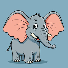 Naklejka premium Adorable Cartoon Elephant with Large Pink Ears and Tusks.