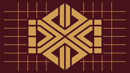 Geometric Art Deco Motif in Gold and Burgundy pattern