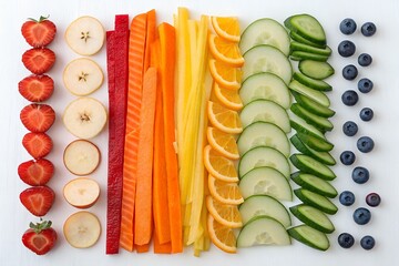 Vibrant Rainbow Fruit and Vegetable Platter