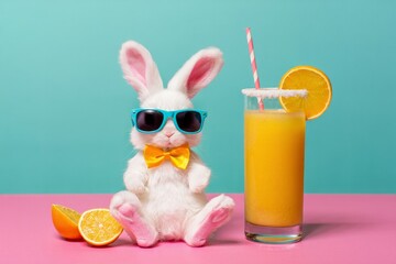 Cool Bunny with Orange Juice - Summer Vibes and Fun