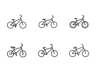 Obraz premium Bicycle Icons Set in Minimalist Style Transportation and Healthy Lifestyle Representation on a Clean White Background