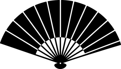 Hand fan black silhouette vector illustration