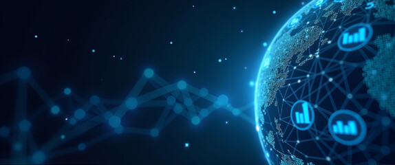 Exploring Cross-Border Digital Currency: Secure International Transactions & Blockchain Innovation in Global Fintech Networks - Stock Photo Concept with Space