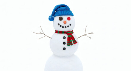 Fototapeta premium Delightful Frosty Friend: A Cheerful Snowman Ready for Winter Holiday Fun and Celebrations