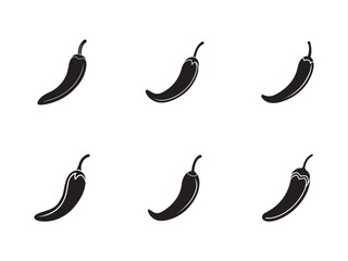 Black and White Chili Pepper Silhouette Pattern for Culinary and Spicy Food Designs Vector Illustration Minimalist Style Six Peppers