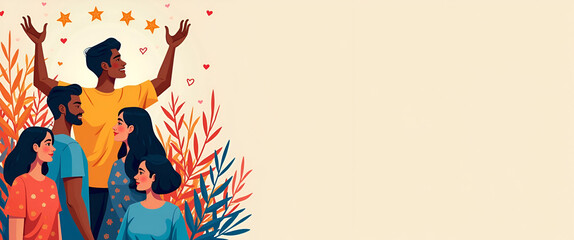 Elegant Pride Month unity art composition showcasing harmonious visual elements refined creative design and culturally diverse symbolism for social cohesion in  Photo Stock  Concept  and empty space o