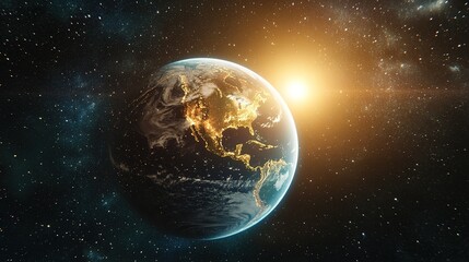 Fototapeta premium High-resolution close-up of Earth glowing with vivid