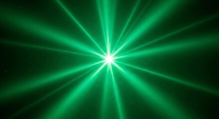 Obraz premium Green laser beams emanating from a bright light source against a dark background