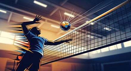 A Female Volleyball Player in Mid-Air Serving the Ball