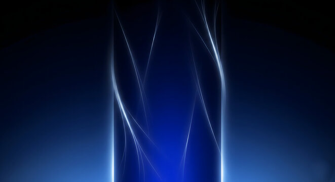 Blue Energy Stream on Dark Background &ndash; Abstract Light Trails and Glowing Lines