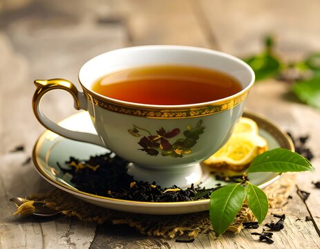 Cup of tea on a wooden surface